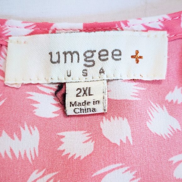 Umgee Bubblegum Pink Brushstroke Top | Fall Dopamine Aesthetic | Size 2X - Picture 6 of 7